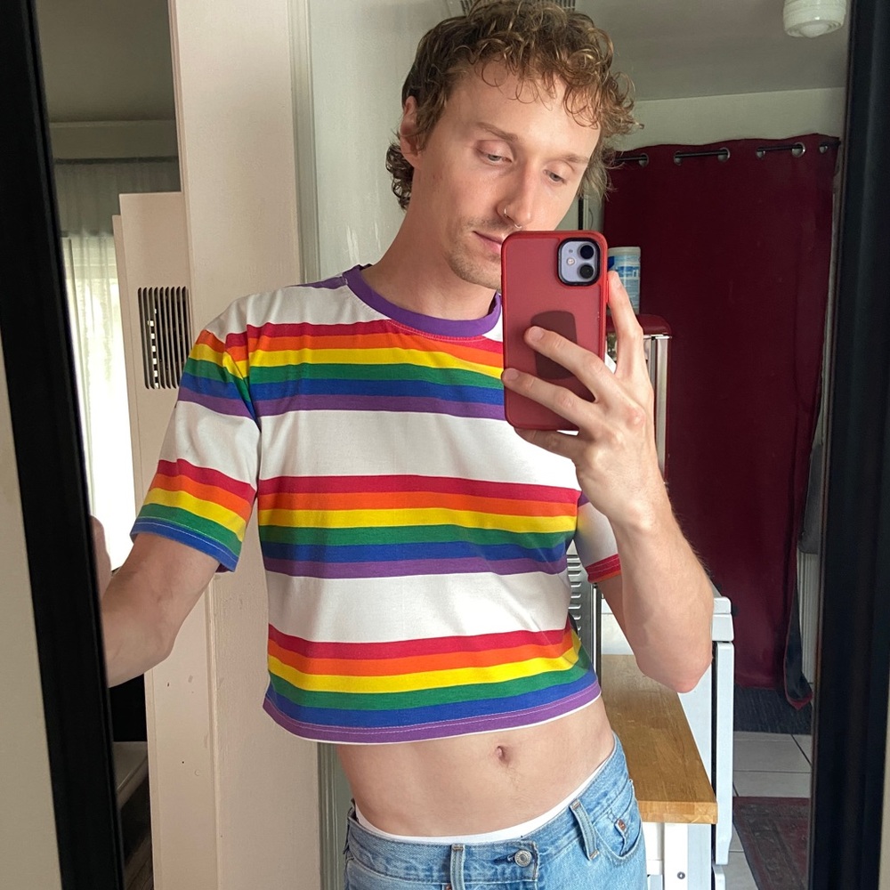 Cropped Rainbow Short Sleeve Shirt